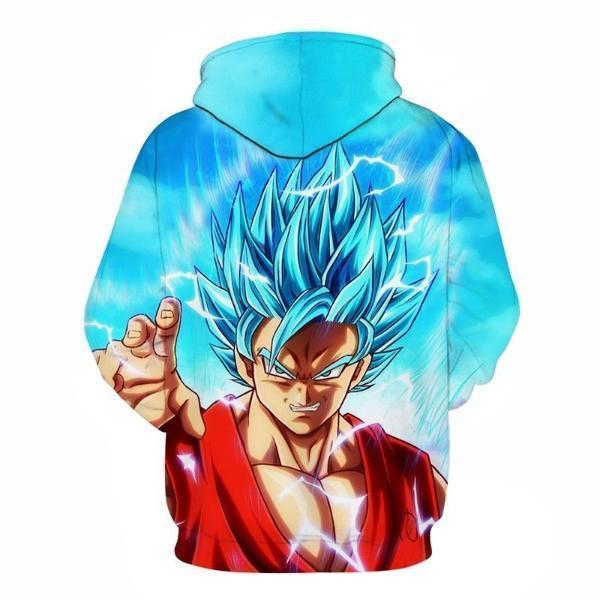 Anime Merchandise S / Light Blue Dragon Ball Z Hoodie - Goku Super Saiyan Blue Pullover Hoodie