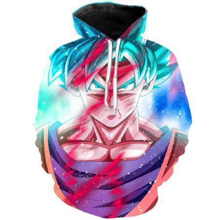 Anime Merchandise M / Multicolor Dragon Ball Z Hoodie - Goku Super Saiyan Blue Transformation Pullover Hoodie