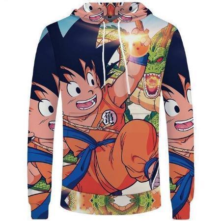 Anime Merchandise Hoodie M Dragon Ball Z Hoodie - Kid Goku and Shenron Pullover Hoodie
