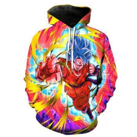 Anime Merchandise Hoodie M Dragon Ball Z Hoodie - Lightning Punch Super Saiyan Blue Goku Pullover Hoodie