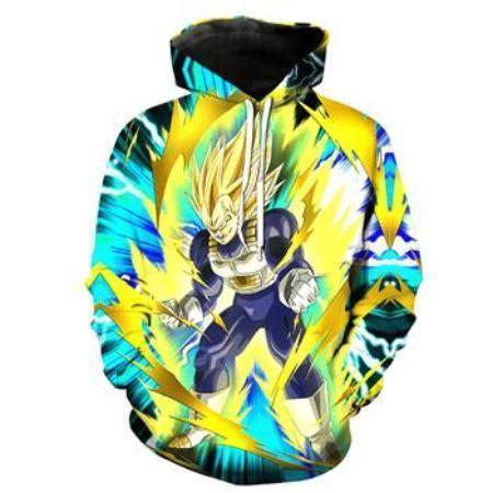 Anime Merchandise M / Multicolor Dragon Ball Z Hoodie - Lightning Super Saiyan Vegeta Pullover Hoodie