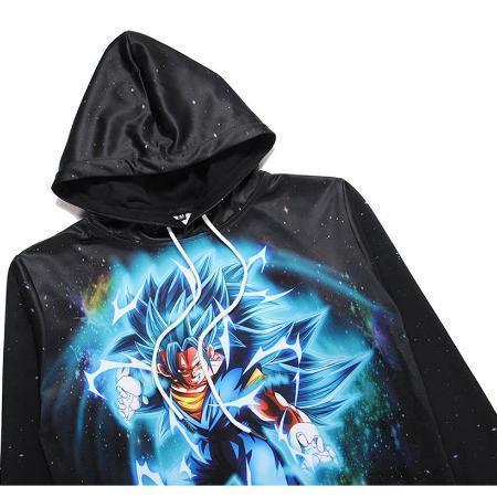 Anime Merchandise Hoodie M Dragon Ball Z Hoodie - Lightning Vegito Blue in Space Pullover Hoodie