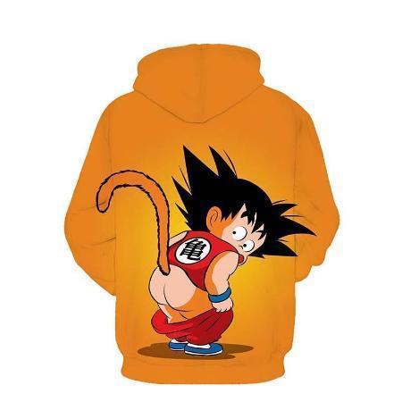 Anime Merchandise S / Orange Dragon Ball Z Hoodie - Monkey Kid Goku Bum Pullover Hoodie