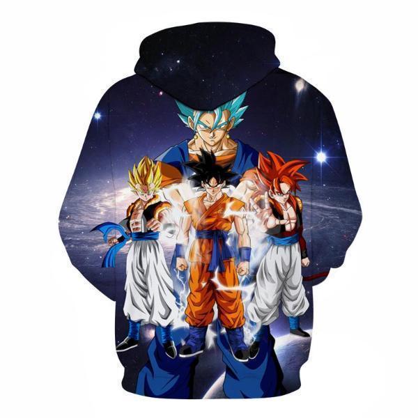 Anime Merchandise M / Dark Blue Dragon Ball Z Hoodie - Son Goku's Transformations Pullover Hoodie