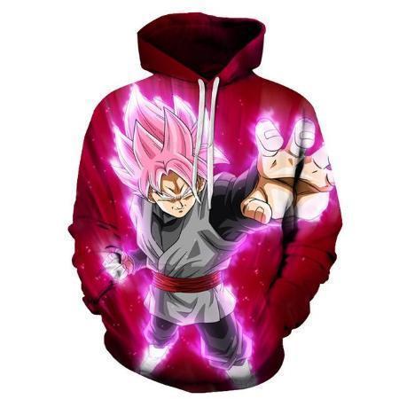 Anime Merchandise Hoodie M Dragon Ball Z Hoodie - Super Saiyan Rosé Goku Black in Aura Pullover Hoodie