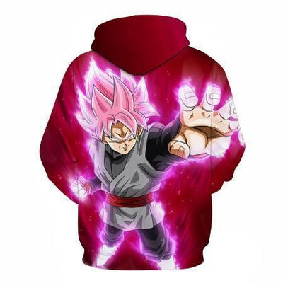 Anime Merchandise Hoodie M Dragon Ball Z Hoodie - Super Saiyan Rosé Goku Black in Aura Pullover Hoodie