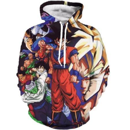 Anime Merchandise M / Multicolor Dragon Ball Z Hoodie - the Z Fighters Heroes Pullover Hoodie