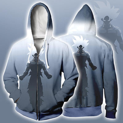 Dragon Ball Z Hoodie - Ultra Instinct Goku Vector Art  Zip Up Hoodie Jacket