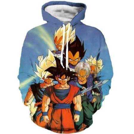 Anime Merchandise M / Blue Dragon Ball Z Hoodie - Z Fighters Pullover Hoodie