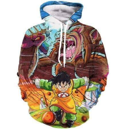 Anime Merchandise M / Multicolor Dragon Ball Z Pullover Hoodie - Gohan and Great Ape Pullover Hoodie