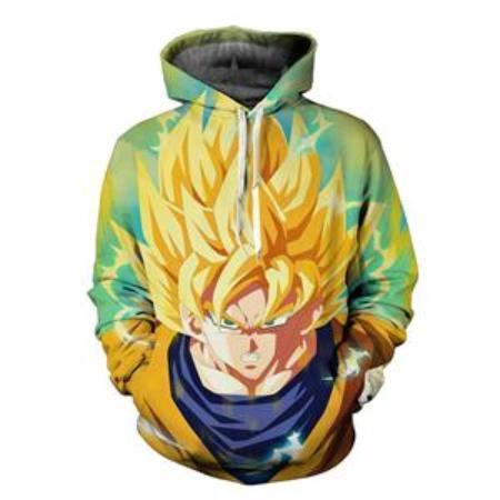 Anime Merchandise M / Green Dragon Ball Z Pullover Hoodie - Mad Super Saiyan Goku Pullover Hoodie