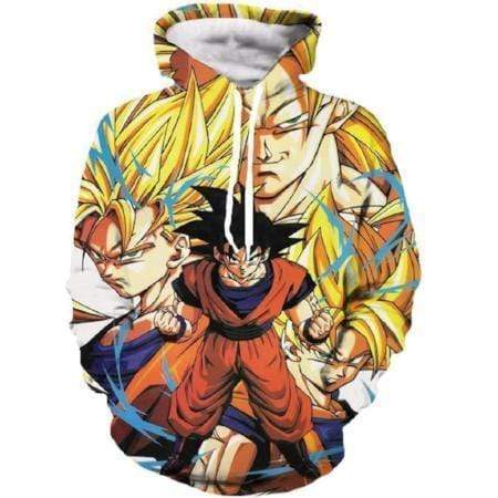 Anime Merchandise M / Yellow Dragon Ball Z Pullover Hoodie - Son Goku Super Saiyan Transformation Pullover Hoodie