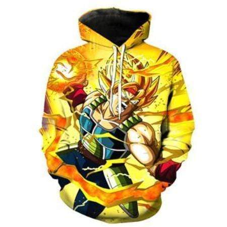 Anime Merchandise M / Yellow Dragon Ball Z Pullover Hoodie - Super Saiyan Bardock Attacking Pullover Hoodie