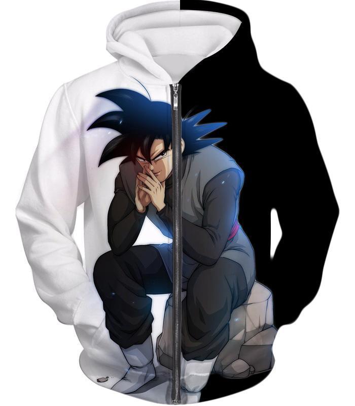 OtakuForm-OP Sweatshirt Zip Up Hoodie / XXS Dragon Ball Z Sweatshirt - Black Goku Sitting Posture Sweatshirt