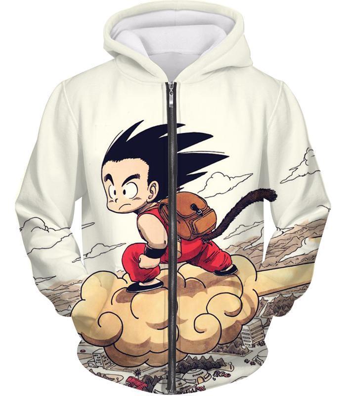 OtakuForm-OP Sweatshirt Zip Up Hoodie / XXS Dragon Ball Z Sweatshirt - Kid Goku Riding Flying Nimbus Sweatshirt