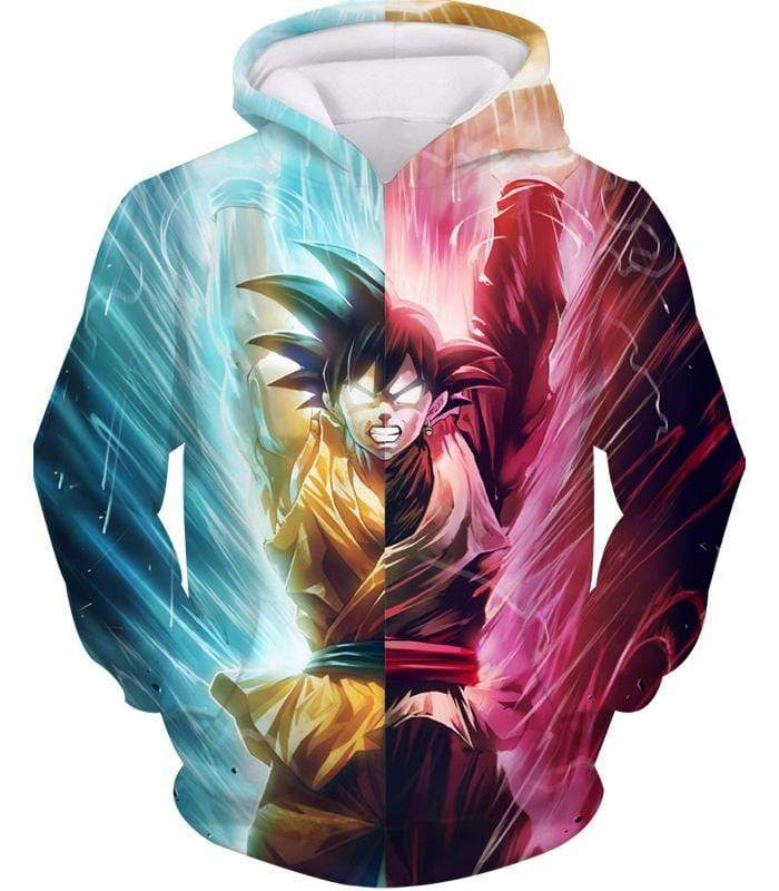 OtakuForm-OP T-Shirt Hoodie / XXS Dragon Ball Z T-Shirt - Half Black Goku Half Goku Spirit Bomb T-Shirt