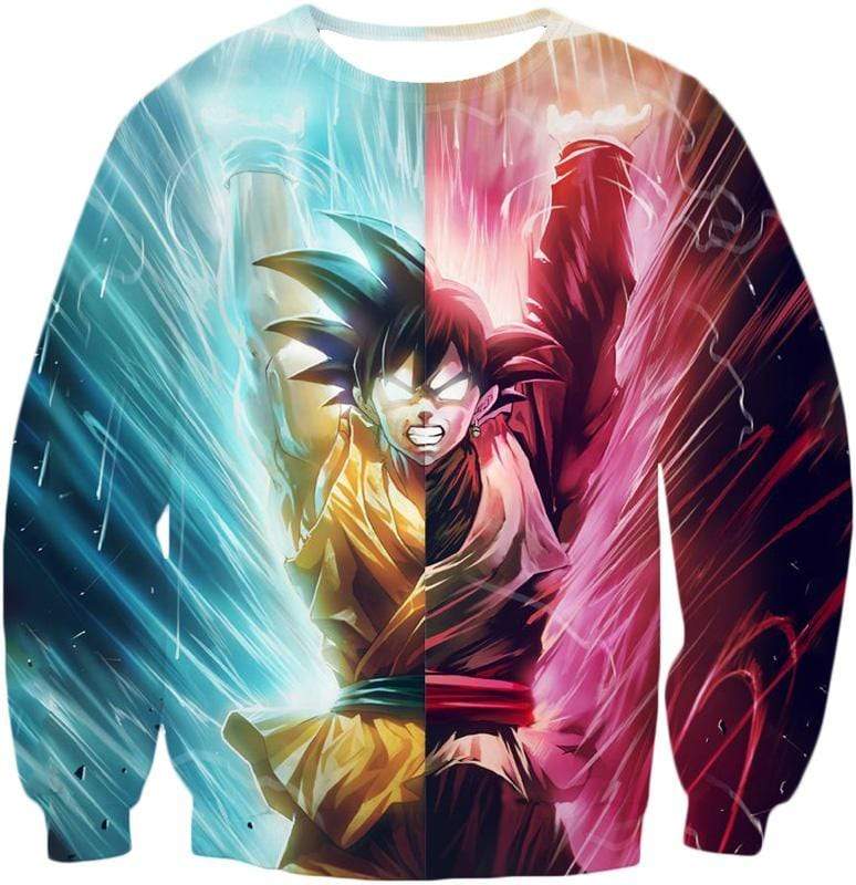 OtakuForm-OP Zip Up Hoodie Sweatshirt / XXS Dragon Ball Z Zip Up Hoodie - Half Black Goku Half Goku Spirit Bomb Hoodie