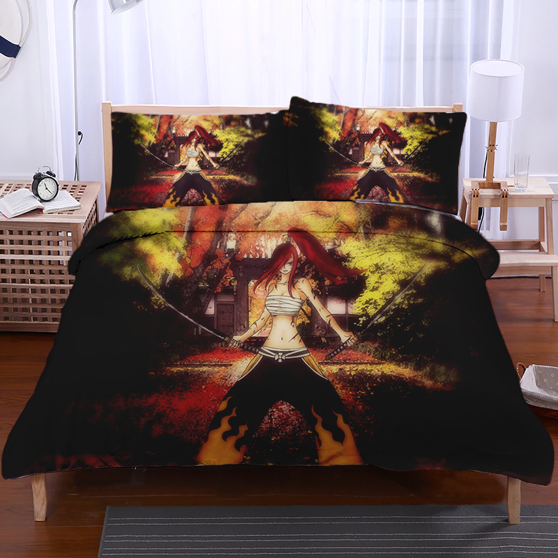 Fairytail Bedset TWIN Erza Normal Fight Robes Bedset - Fairy Tail 3D Printed Bedset