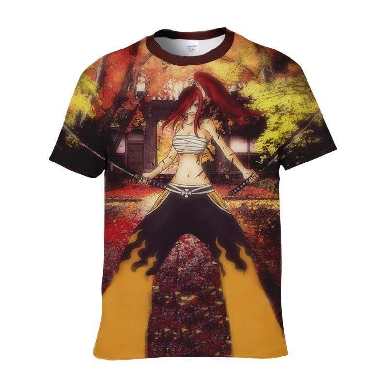Fairytail T-Shirt S Erza Normal Fight Robes T-Shirt - Fairy Tail 3D Graphic T-Shirt