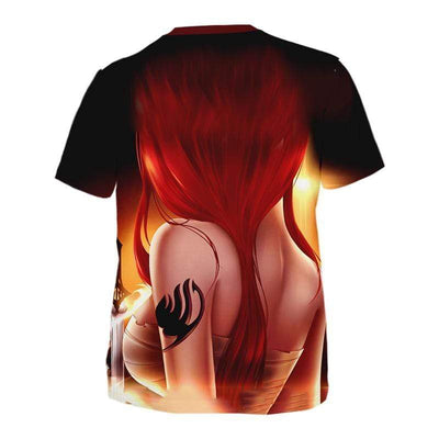 Fairytail T-Shirt S Erza Scarlet Art T-Shirt - Fairy Tail 3D Graphic T-Shirt