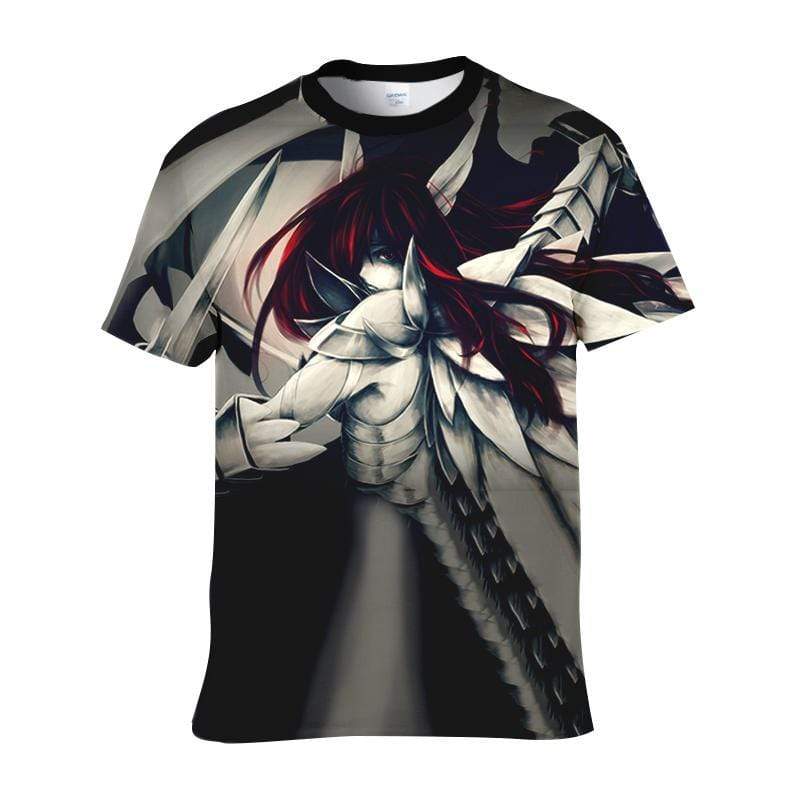 Fairytail T-Shirt S Erza Scarlet Heaven's Wheel Armor - Fairy Tail 3D Graphic T-Shirt