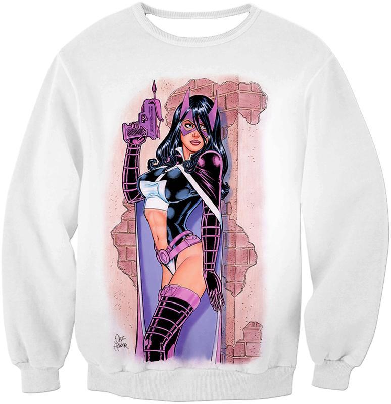 Otakuform-OP Zip Up Hoodie Sweatshirt / XXS Extremely Hot DC Heroine Huntress Cool Action White Zip Up Hoodie