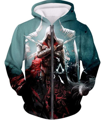 OtakuForm-OP Sweatshirt Zip Up Hoodie / XXS Ezio Auditore the Ultimate Assassin Cool Graphic Action Sweatshirt