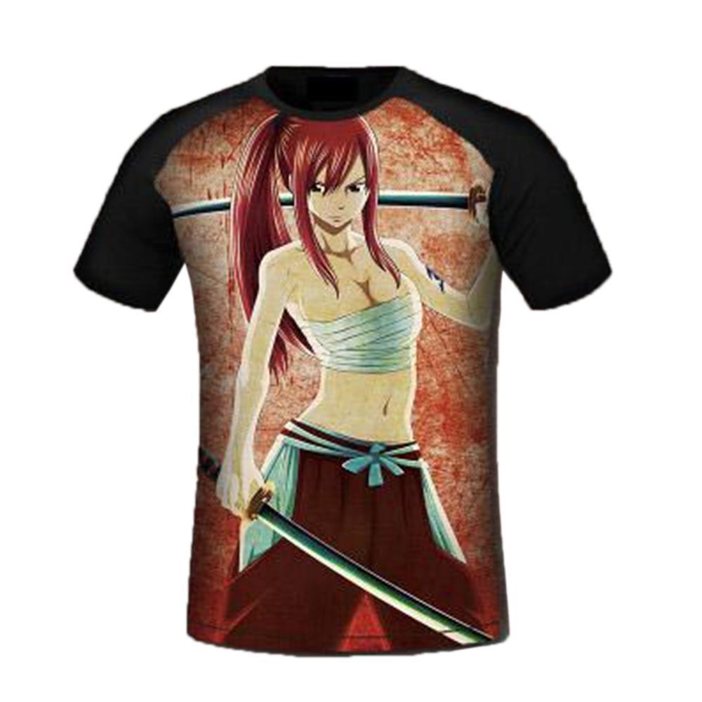 Animerchandise T-Shirt M Fairy Tail Shirt  - Erza with Katanas T-Shirt