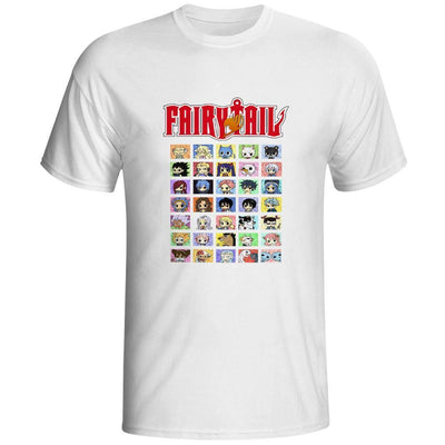 Anime Merchandise T-Shirt M Fairy Tail Shirt  - Grid of Chibi Characters T-Shirt