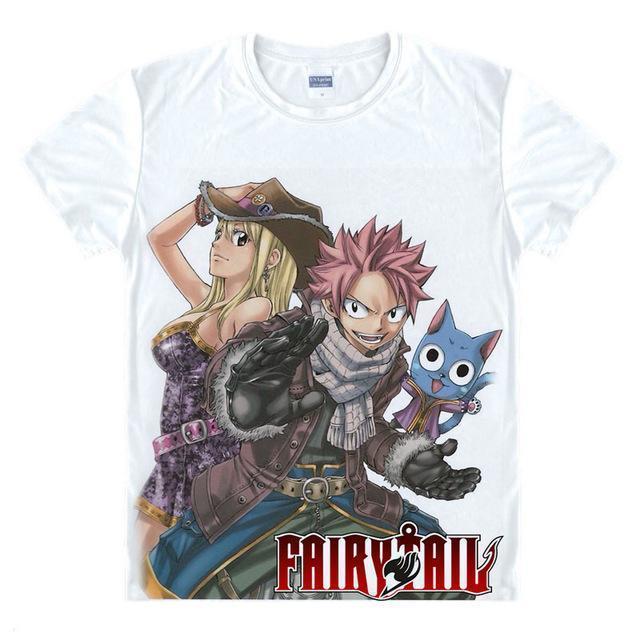 Anime Merchandise T-Shirt M Fairy Tail Shirt  - Lucy, Natsu and Happy T-Shirt