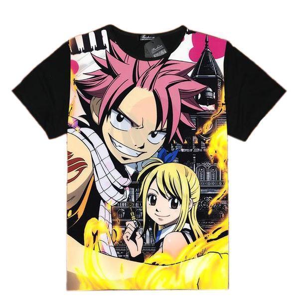 Anime Merchandise T-Shirt M Fairy Tail Shirt  - Natsu & Lucy T-Shirt