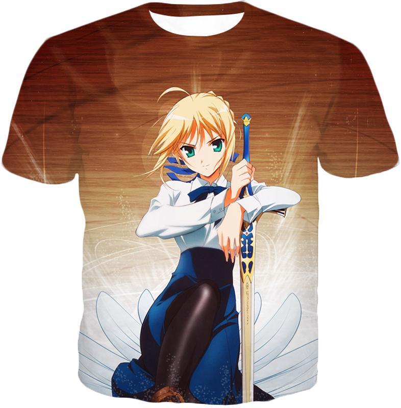 OtakuForm-OF Hoodie T-Shirt / XXS Fate Stay Night Cute Saber Altria Pendragon Action Pose Hoodie