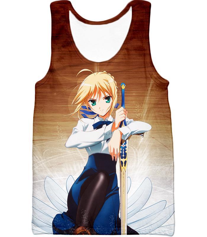 OtakuForm-OF Hoodie Tank Top / XXS Fate Stay Night Cute Saber Altria Pendragon Action Pose Hoodie