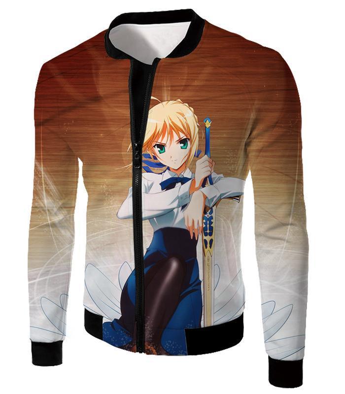 OtakuForm-OF Hoodie Jacket / XXS Fate Stay Night Cute Saber Altria Pendragon Action Pose Hoodie