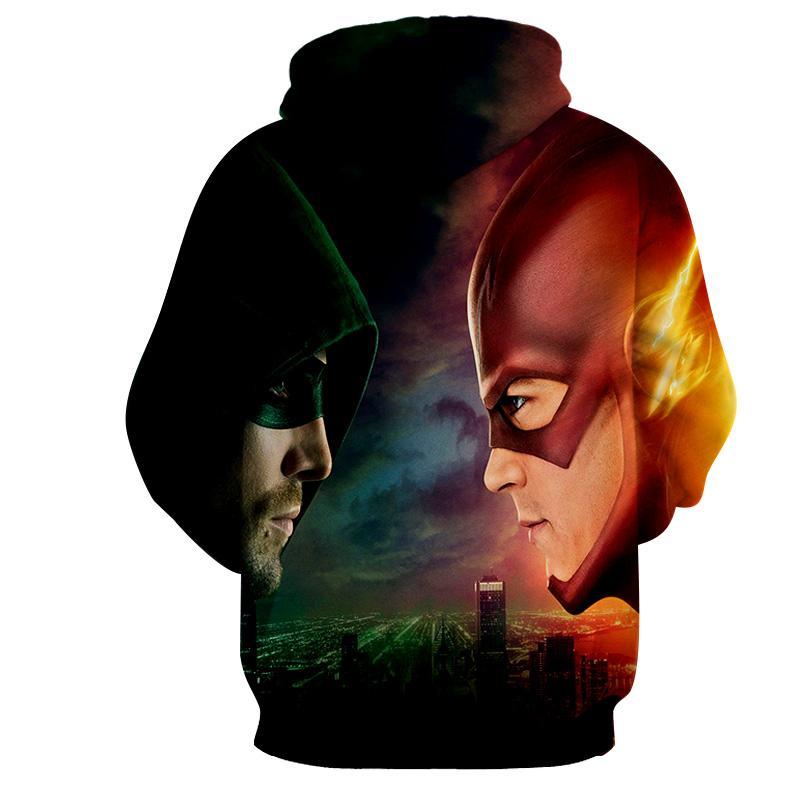 Flash Hoodies Flash & Green Arrow 3D Printed Hoodie - The Flash Jacket - Star Lab Hoodie
