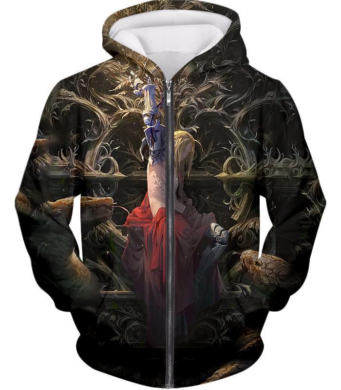 OtakuForm-OP T-Shirt Zip Up Hoodie / XXS Full Metal Alchemist T-Shirt - Fullmetal Alchemist Ultimate Fullmetal Alchemist Edward Elrich Art Amazing Graphic T-Shirt