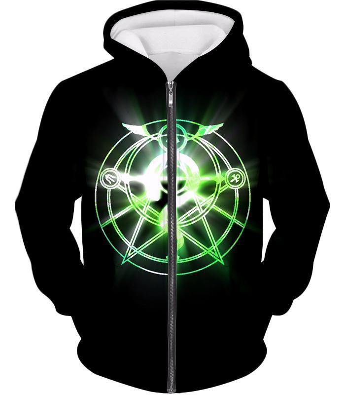 OtakuForm-OP T-Shirt Zip Up Hoodie / XXS Fullmetal Alchemist Awesome Fullmetal Alchemist Alchemy Circle Symbol Black Anime T-Shirt