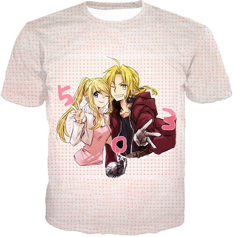 OtakuForm-OP T-Shirt T-Shirt / XXS Fullmetal Alchemist Beautiful Anime Couple Edward Elrich x Winry Rockbell Promo White T-Shirt
