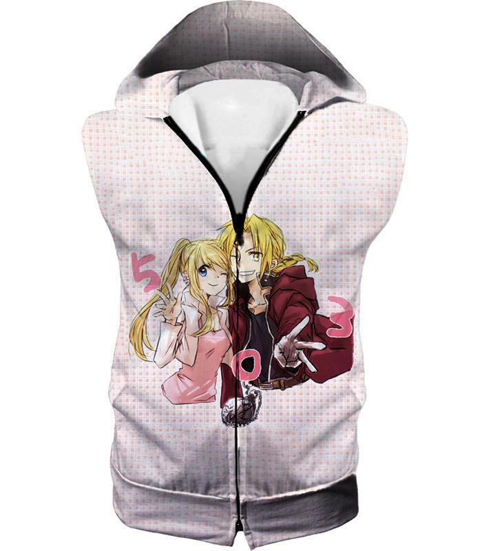 OtakuForm-OP T-Shirt Hooded Tank Top / XXS Fullmetal Alchemist Beautiful Anime Couple Edward Elrich x Winry Rockbell Promo White T-Shirt