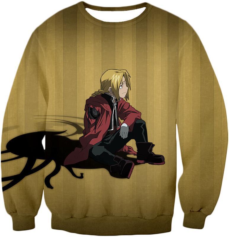 OtakuForm-OP T-Shirt Sweatshirt / XXS Fullmetal Alchemist Blonde Haired Anime Hero Edward Elrich Cool Pose Brown T-Shirt