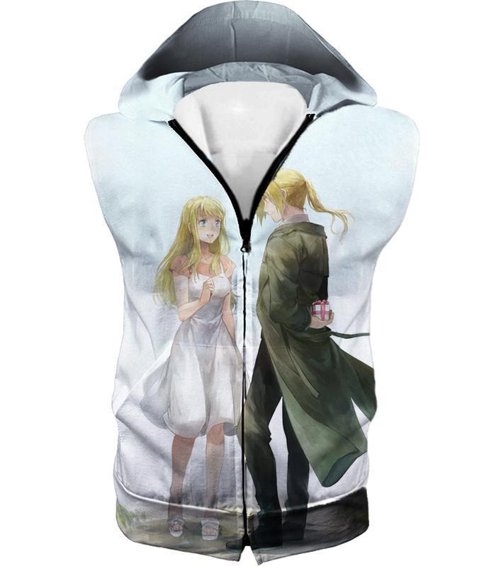 OtakuForm-OP T-Shirt Hooded Tank Top / XXS Fullmetal Alchemist Fullmetal Alchemist Super Cute Couple Edward x Winry Amazing White T-Shirt