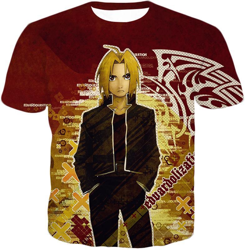 OtakuForm-OP T-Shirt T-Shirt / XXS Fullmetal Alchemist Hero Edward Elrich Cool Promo Poster Red T-Shirt