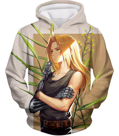 OtakuForm-OP T-Shirt Hoodie / XXS Fullmetal Alchemist Long Blonde Haired Anime Hero Edward Elrich Cool Pose Grey T-Shirt
