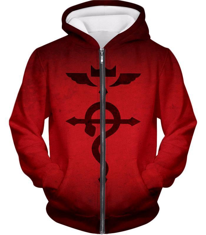 OtakuForm-OP T-Shirt Zip Up Hoodie / XXS Fullmetal Alchemist Mystical Alchemical Symbol Flamel Awesome Red T-Shirt