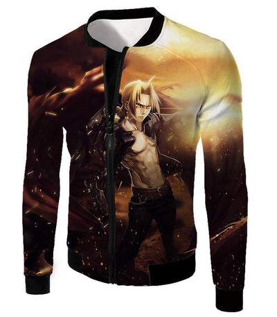 OtakuForm-OP T-Shirt Jacket / XXS Fullmetal Alchemist Ultimate Anime Hero Edward Elrich Handsome Tall Pose Cool Graphic T-Shirt