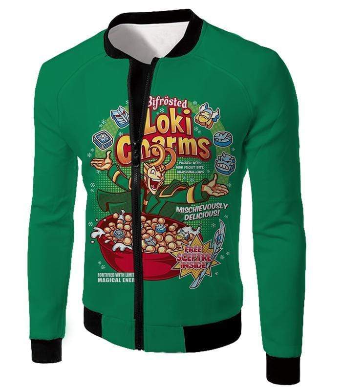 OtakuForm-OP Hoodie Jacket / XXS Funny Lokis Cornflakes Advertisement Green Hoodie