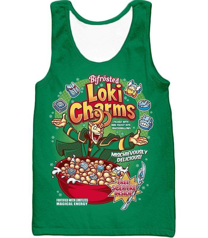 OtakuForm-OP Zip Up Hoodie Tank Top / XXS Funny Lokis Cornflakes Advertisement Green Zip Up Hoodie
