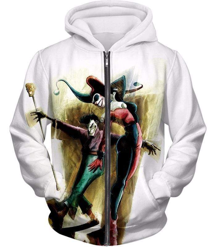 OtakuForm-OP Sweatshirt Zip Up Hoodie / XXS Gothams King and Queen Joker and Harley Awesome White Sweatshirt