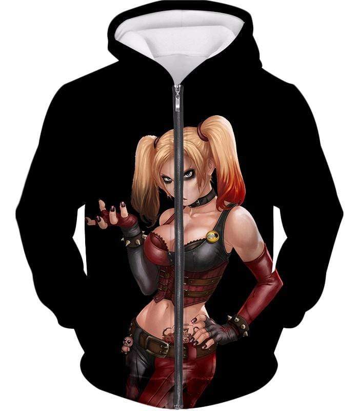 OtakuForm-OP Sweatshirt Zip Up Hoodie / XXS Harley Quinn HD Graphic Black Sweatshirt