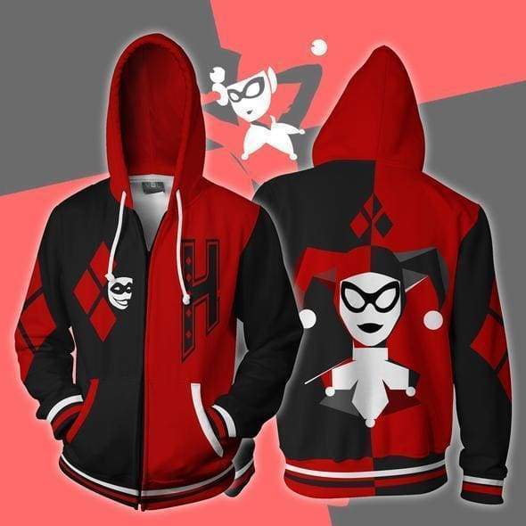 OtakuForm-OP Cosplay Jacket Zip Up Hoodie / US XS (Asian S) Harley Quinn Hoodie - Black and Red Jacket